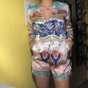 Silk long sleeve romper